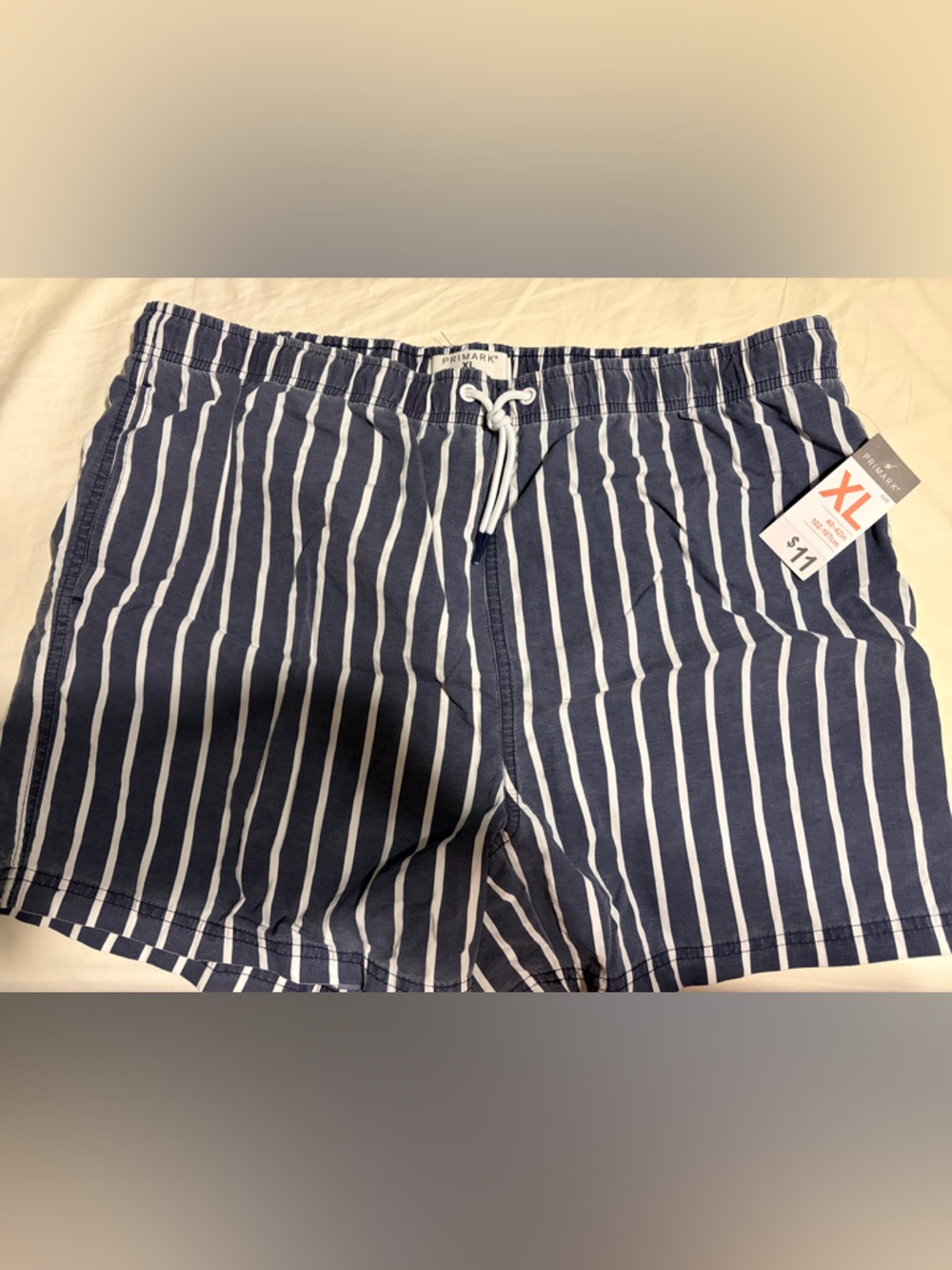 Primark Navy and White Striped Swim Shorts